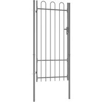 vidaXL Fence Gate Single Door with Arched Top Steel 1x2 m Black