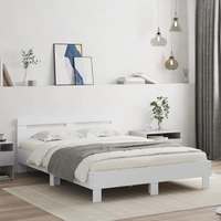 vidaXL Bed Frame with LED without Mattress White 140x200 cm