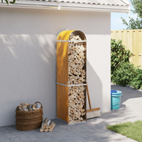 vidaXL Log Holder Wood Look 40x45x170 cm Galvanised Steel