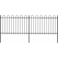 vidaXL Garden Fence with Hoop Top Steel 359x120 cm Black