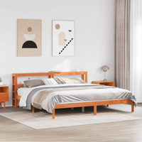 vidaXL Bed Frame with Headboard without Mattress Wax Brown 180x200 cm Super King