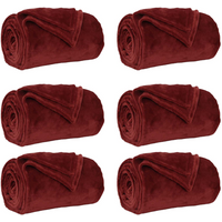 vidaXL Throw Blankets 6 pcs Bordeaux Red 130 x 150 cm Fleece