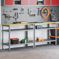 vidaXL Work Bench Set with Shelf 2 pcs Beige and Grey 200 x 55 x 85 cm