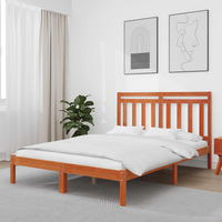 vidaXL Bed Frame Wax Brown 205.5 x 145.5 x 100 cm Solid Pine Wood
