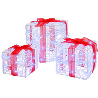 vidaXL Gift Box with 60 LEDs 3 pcs Cold white 20 x 20 x 20 cm Acrylic