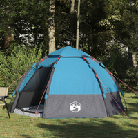 vidaXL Instant Tent with Rainfly 4-Person Quick-Release with Roof Blue
