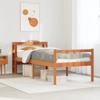 vidaXL Bed Frame with Headboard without Mattress Wax Brown 90x200 cm