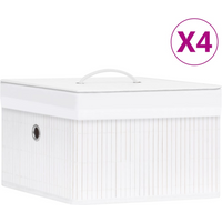vidaXL Bamboo Storage Boxes 4 pcs White