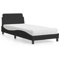 vidaXL Bed with Mattress "Dover" Black Single Velvet