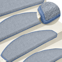vidaXL Stair Mats 15 pcs 65x24x4 cm Light Grey and Blue Half Round Large