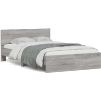 vidaXL Bed Frame with Headboard and LED Grey Sonoma 140x200 cm