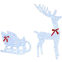 vidaXL Reindeer Pull Sleigh Cold white 70 x 26 x 130 cm Acrylic