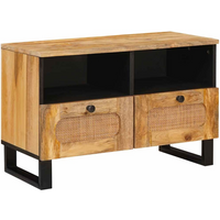 vidaXL TV Cabinet with Drawer Brown 70 x 33x 46 cm Solid Mango Wood