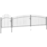 vidaXL Garden Fence Gate with Spear Top 5x1.5 m Black