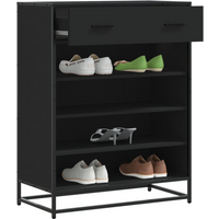 vidaXL Shoe Cabinet Black 75x38x97.5 cm Engineered Wood and Metal