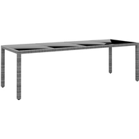 Garden Table 250x100x75 cm Tempered Glass and Poly Rattan
