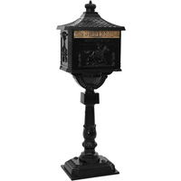vidaXL Standing Mailbox Black 42.5 x 29.5 x 117 cm Cast Aluminum