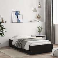vidaXL Bed Frame with Drawers without Mattress Black 100x200 cm
