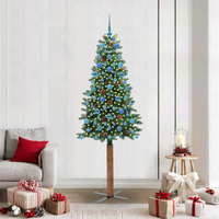 vidaXL Slim Christmas Tree Green 210 cm PVC and Solid Pine wood