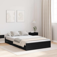 vidaXL Storage Bed Frame Black Oak 120 x 190 cm Engineered Wood