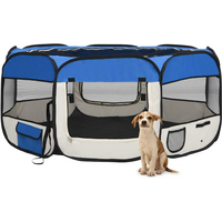 vidaXL Foldable Dog Playpen with Carrying Bag Blue 145x145x61 cm
