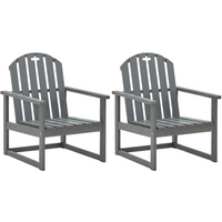 vidaXL Garden Sofa Chairs 2 pcs Grey Solid Acacia Wood