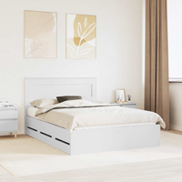 vidaXL Bed Frame with Drawer White 140 x 190 cm Engineer Wood