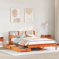 vidaXL Bookcase Bed without Mattress Wax Brown 160x200 cm Solid Wood Pine