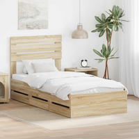 vidaXL Bed Frame with Drawer Sonoma Oak 75 x 190 cm Engineer Wood