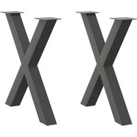 vidaXL Dining Table Legs X-Shaped 2 pcs Anthracite 80x(72-73) cm Steel