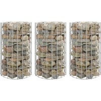 vidaXL Circular Gabion Raised Beds 3 pcs Galvanised Steel Ø30x50 cm