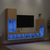 TV Wall Units with LED Sonoma Oak Engineered Wood