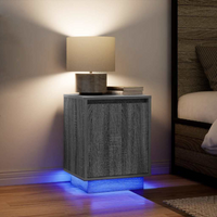 vidaXL Bedside Cabinets with LED Lights 2 pcs Grey Sonoma 38x34x50 cm
