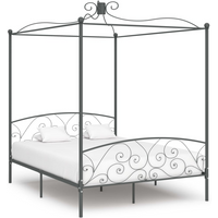 284484 vidaXL Canopy Bed Frame without Mattress Grey Metal 160x200 cm