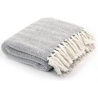 vidaXL Throw Cotton Herringbone 160x210 cm Grey
