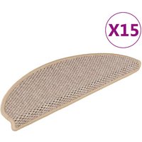 vidaXL Stair Mats Self-adhesive Sisal-Look 15 pcs 65x21x4 cm Light Beige