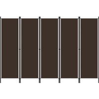 vidaXL 5-Panel Room Divider Brown 250x180 cm