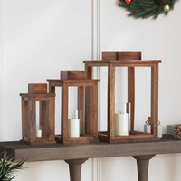 vidaXL Lantern 3 pcs Natural Mahogany Wood