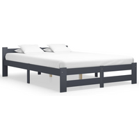 vidaXL Bed Frame without Mattress Dark Grey Solid Pine Wood 140x200 cm