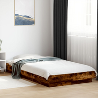 vidaXL Bed Frame with LED Lights without Mattress Smoked Oak 75x190cm