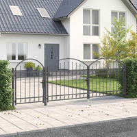vidaXL Garden Fence Gate with Arched Top Grey 4 x 1.25 m Steel