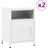 vidaXL Nightstands 2 pcs White 35x35x51 cm Steel