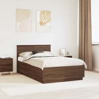 vidaXL Bed Frame with Headboard Brown Oak 135 x 190 cm Engineered Wood