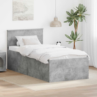 vidaXL Bed Frame Concrete Grey 75 x 190 cm Engineered Wood