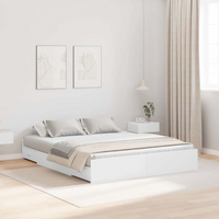 vidaXL Storage Bed Frame White 135 x 190 cm Engineered Wood