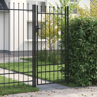 vidaXL Fence Gate Single Door with Spike Top Steel 1x2 m Black