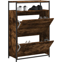 vidaXL Shoe Cabinet Smoked Oak 75x34x112 Engineered Wood