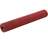 vidaXL Chicken Wire Fence Steel with PVC Coating 25x1 m Red