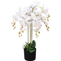 vidaXL Artificial Orchid Plant with Pot 75 cm White