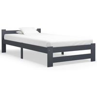 vidaXL Bed Frame without Mattress Dark Grey Solid Pine Wood 100x200 cm
